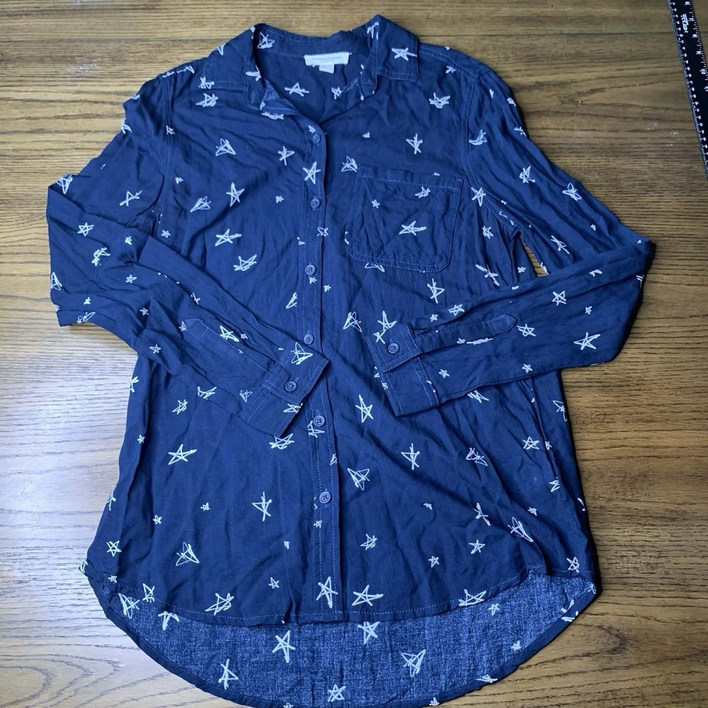 beachlunchlounge collection Star Print Viscose Button Down Shirt Size S/P